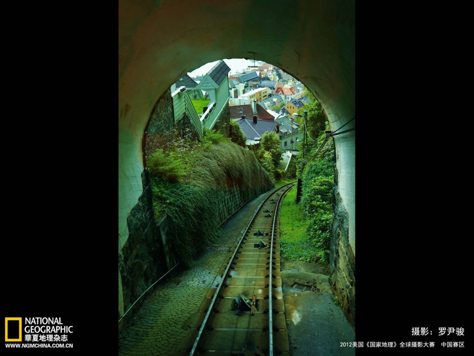 Norwegian Bergen Tunnel Railway And Colorful Houses Landscape
