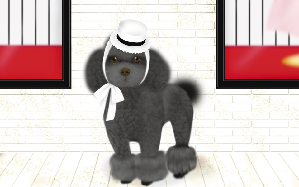 Cute Black Poodle With Top Hat Illustration