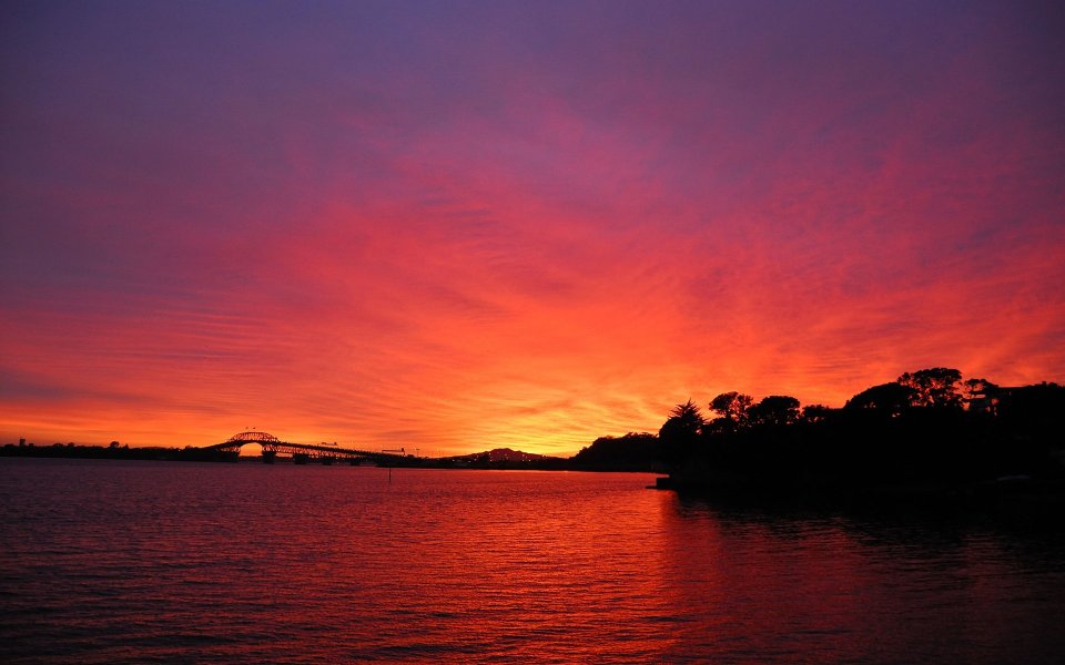 Auckland Harbour Bridge Sunset Radioactive Sunrise