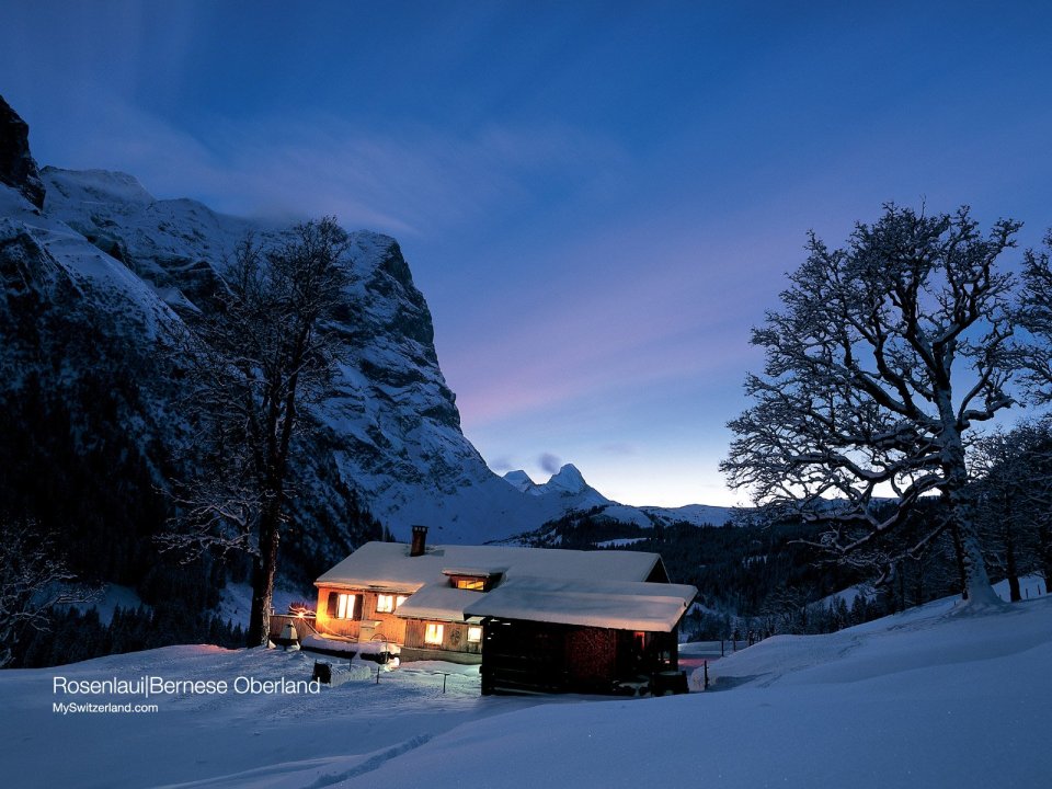 Swiss Bernese Oberland Rosenlaui Snowy Cabin