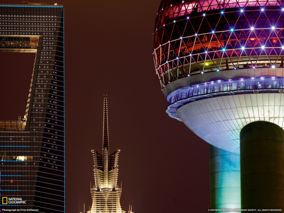 Shanghai Lujiazui Nightview Oriental Pearl And Shanghai Tower