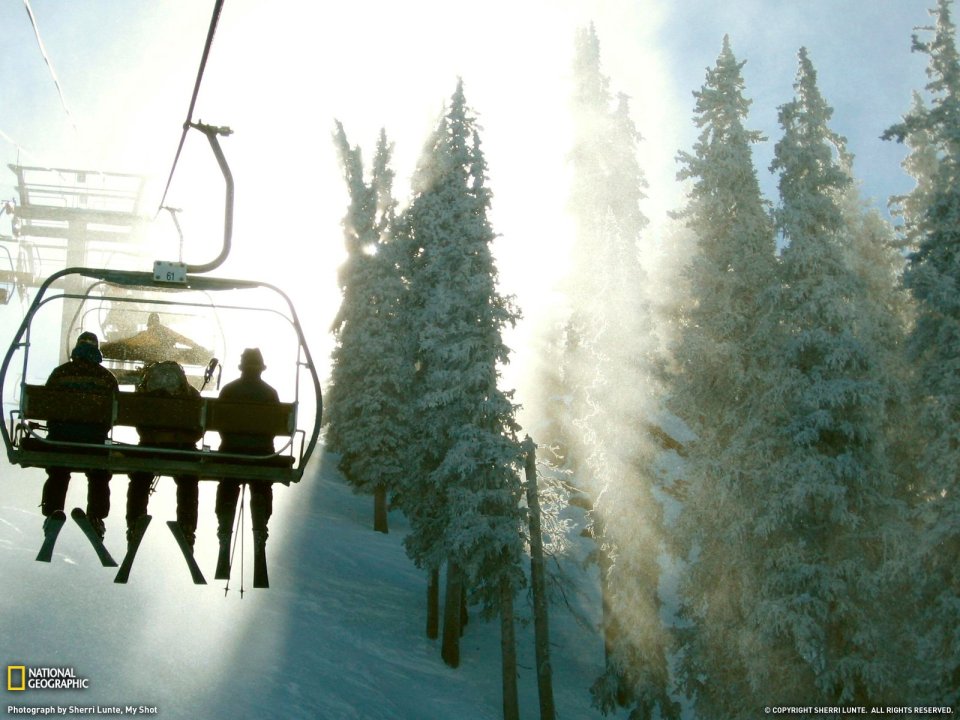 Ski Lift Snow Scene New Mexico
