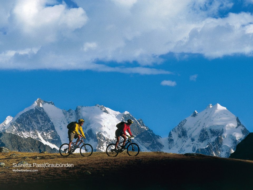 Mountain Biking At Suvretta Pass Graubunden Switzerland