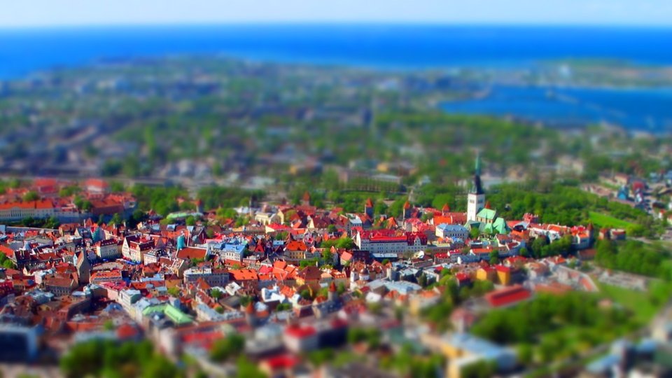 Estonia Tallinn Old Town Aerial View: Medieval Architecture And Baltic Sea Scenery