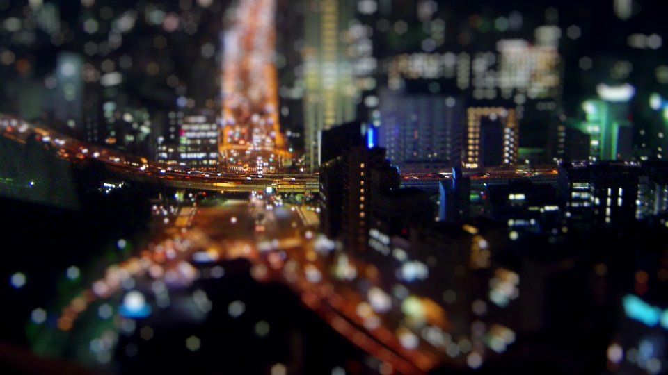 移轴效果下的日本城市夜景