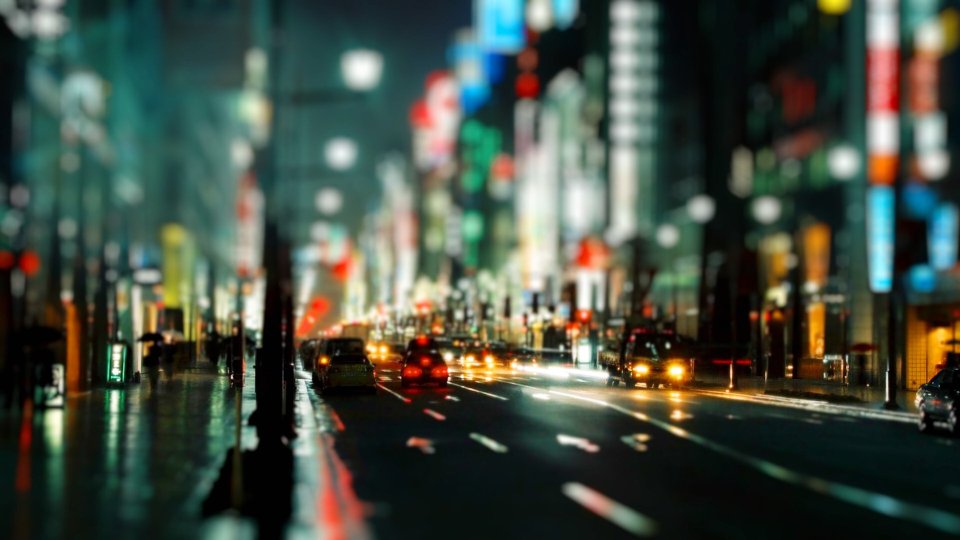 Tokyo Night Tilt Shift City Street