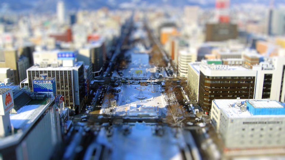 Japan Sapporo Snowy Cityscape Tilt Shift Photography