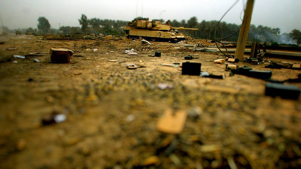 Tilt Shift Photography Of War Ruins And Tank Scene