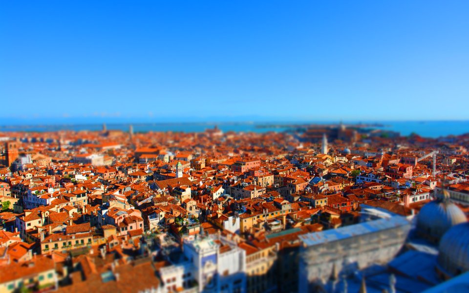 Venice Italy Aerial View Red Tiled Roofs