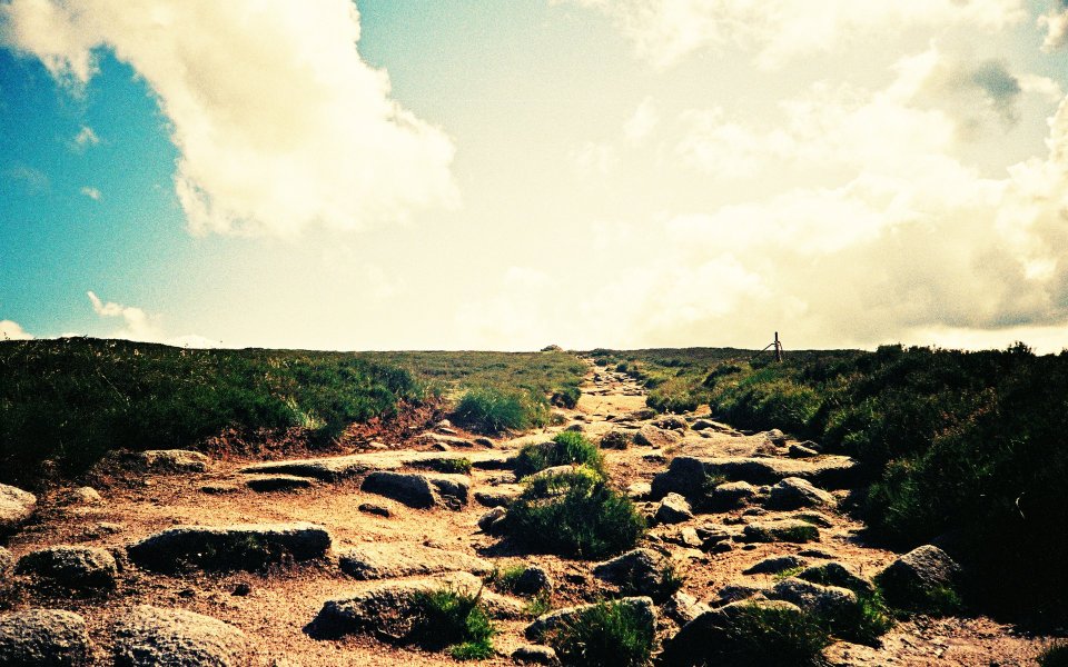 LOMO风格自然石子路风景