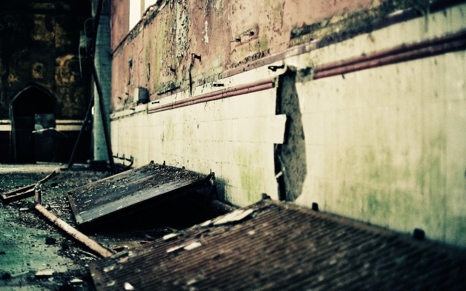 LOMO Style Abandoned Building Decay Scene