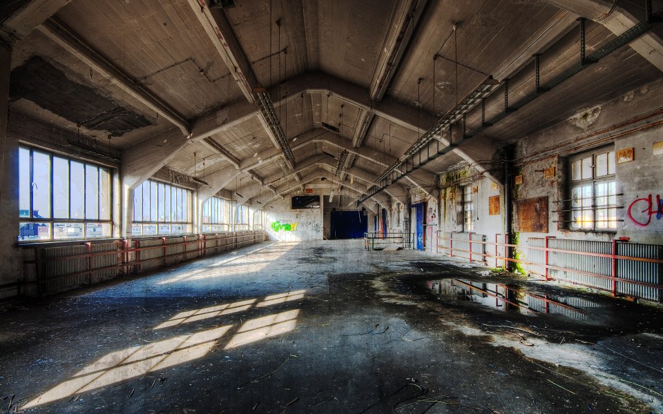 Abandoned Industrial Warehouse Interior Hdr Photography