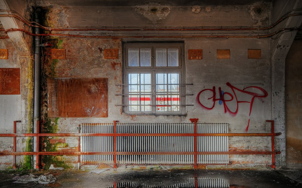 Abandoned Building Interior Peeling Walls Graffiti Desolate Space