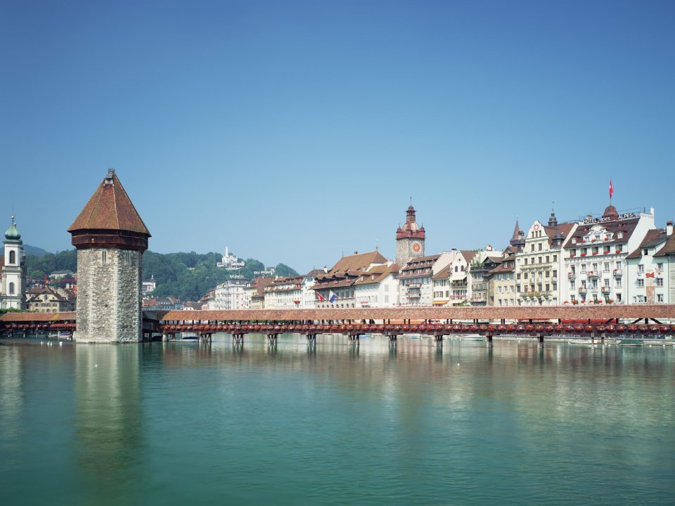 Switzerland Lucerne Chapel Bridge And Water Tower
