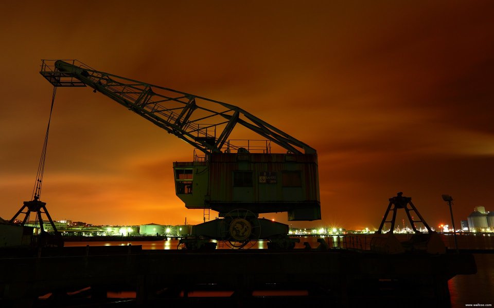 Japan Yokohama Port Night View Crane