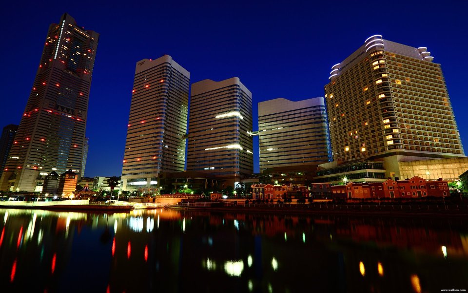 Yokohama Night View Landmark Buildings