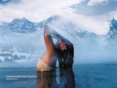 瑞士阿德尔博登伯尔尼高地雪山温泉女性写真