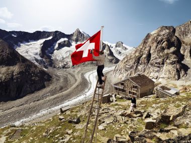 Swiss Aletsch Glacier Valais Mountain Landscape