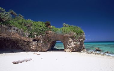 Natural Rock Arch Beach In Okinawa Japan