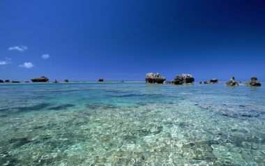 Japan Okinawa Clear Water And Rock Reefs Beach