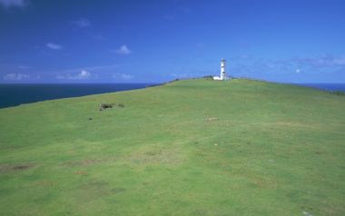Japan Okinawa Lighthouse Grassland Seascape