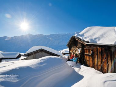 Switzerland Valais Belalp Snowy Chalet