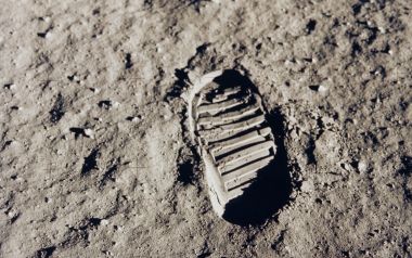 Apollo Mission Astronaut Boot Print On Moon Surface
