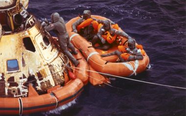 Apollo Mission Capsule And Astronaut Life Raft Scene