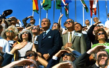 Lyndon B. Johnson At International Ceremony Historical Moment