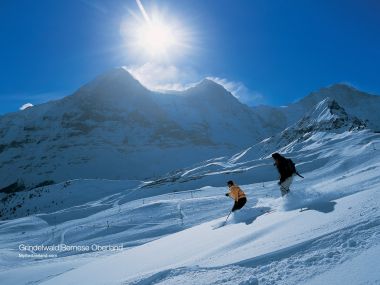 Switzerland Grindelwald Alpine Skiing Scene