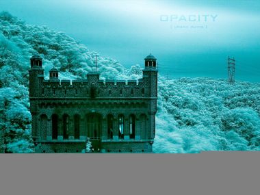 Cyberpunk Ruined Castle Snowy Landscape
