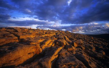 Ireland Rocky Terrain Sunset Landscape
