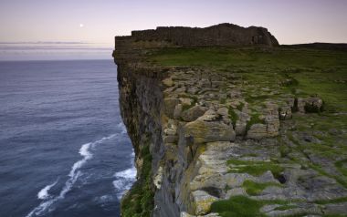 Ireland Dun Aonghasa Ancient Stone Wall And Ocean