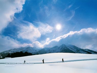 瑞士莱莫斯滑雪胜地雪景