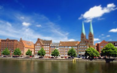 Germany Lubeck Riverside Town Scenery