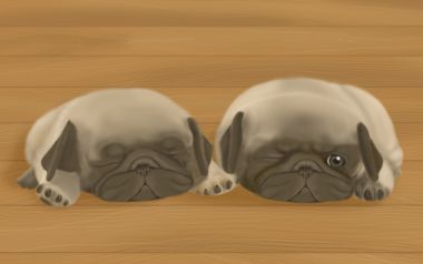 Cute Sleeping Pugs Illustration