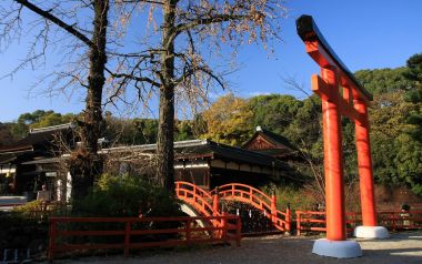 Japan Kyoto Shimogamo Shrine Torii And Traditional Architecture