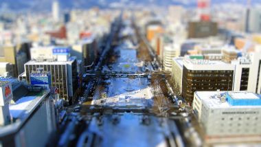 Japan Sapporo Snowy Cityscape Tilt Shift Photography