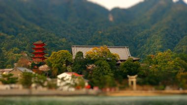 Japan Tilt Shift Five Story Pagoda And Traditional Architecture Landscape
