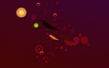 数字插画 三只独角鲸 梦幻渐变背景
