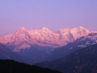 Switzerland Snowy Mountain Sunset Landscape