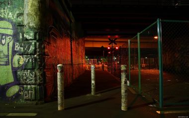 Japan Yokohama Night Graffiti Alley Railway Signal Lights