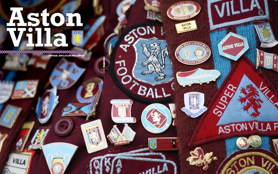 Aston Villa Football Club Fan Memorabilia Pin Collection Wallpaper