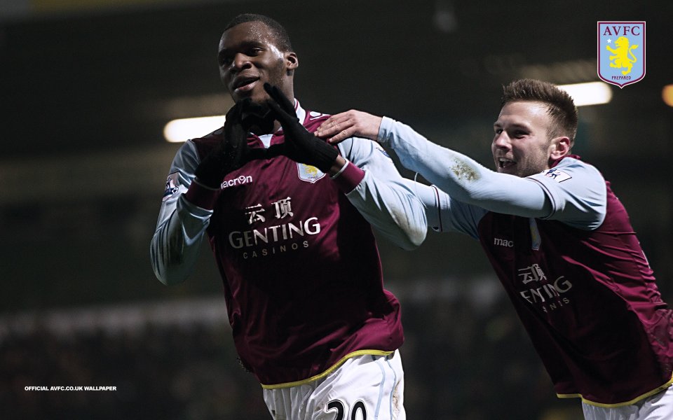 Aston Villa Players Celebrating Goal Scene