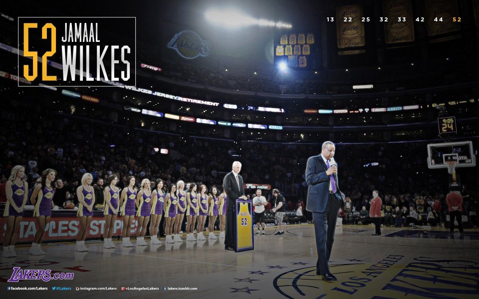 湖人队Jamaal Wilkes 52号球衣退役仪式