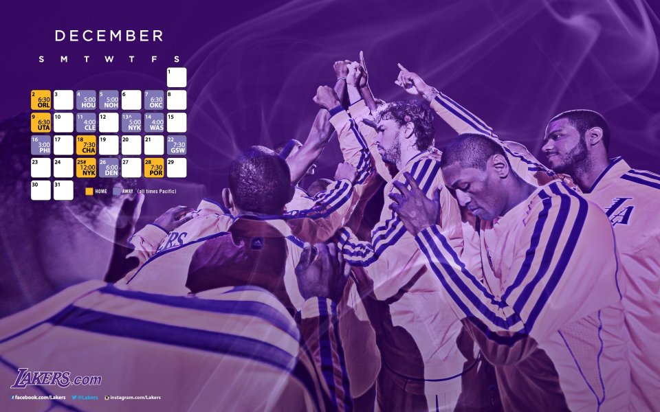 Los Angeles Lakers December Schedule Wallpaper