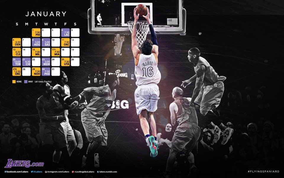 Los Angeles Lakers January Schedule Pau Gasol Dunk Moment
