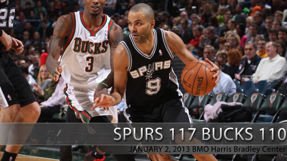 NBA圣安东尼奥马刺117-110战胜密尔沃基雄鹿比赛壁纸