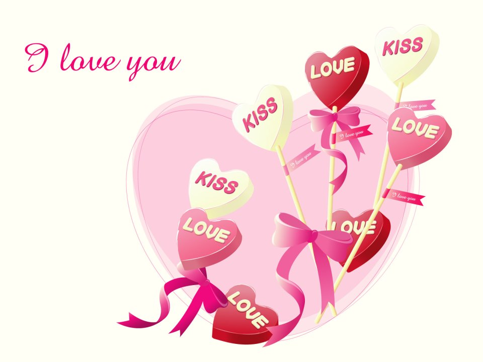 Pink Background Heart Lollipops Illustration