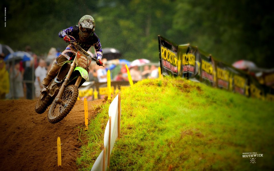 Motocross Rider Racing On Southwick Dirt Track
